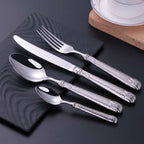 Elnoora Silver Luxury Engraved Stainless Steel Cutlery Set