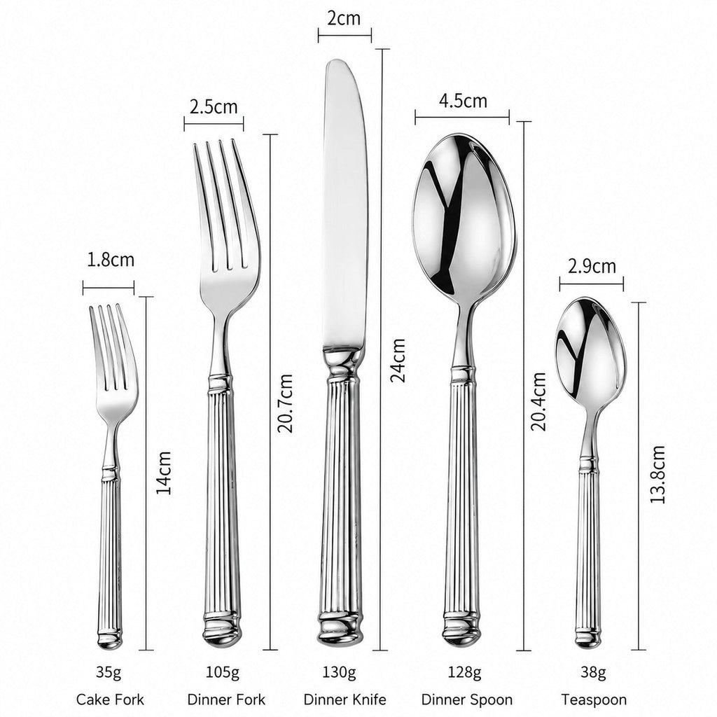 Emilia Roman Fluted Luxury Stainless Steel Cutlery Set