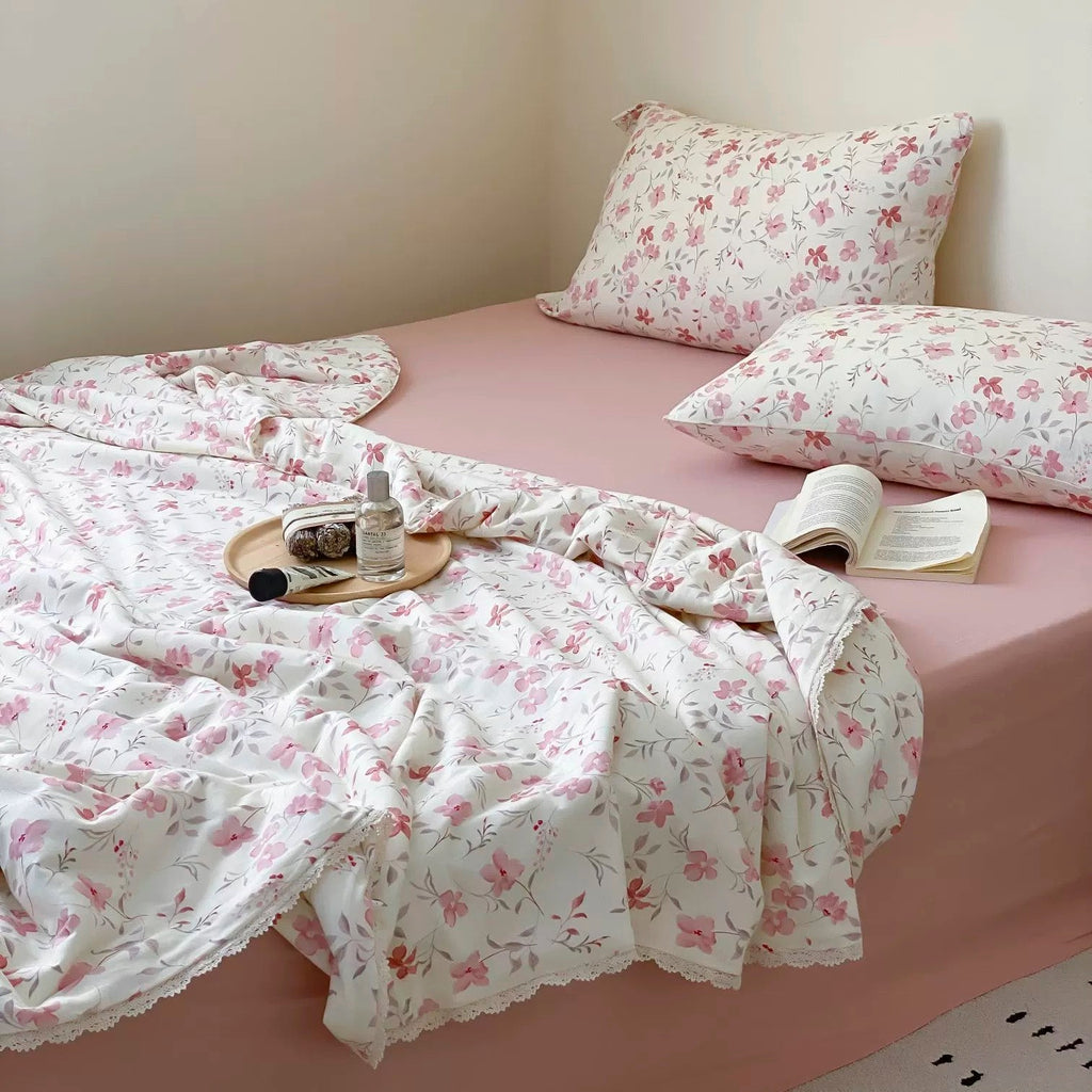 Peach Blossom Summer Quilted Blanket