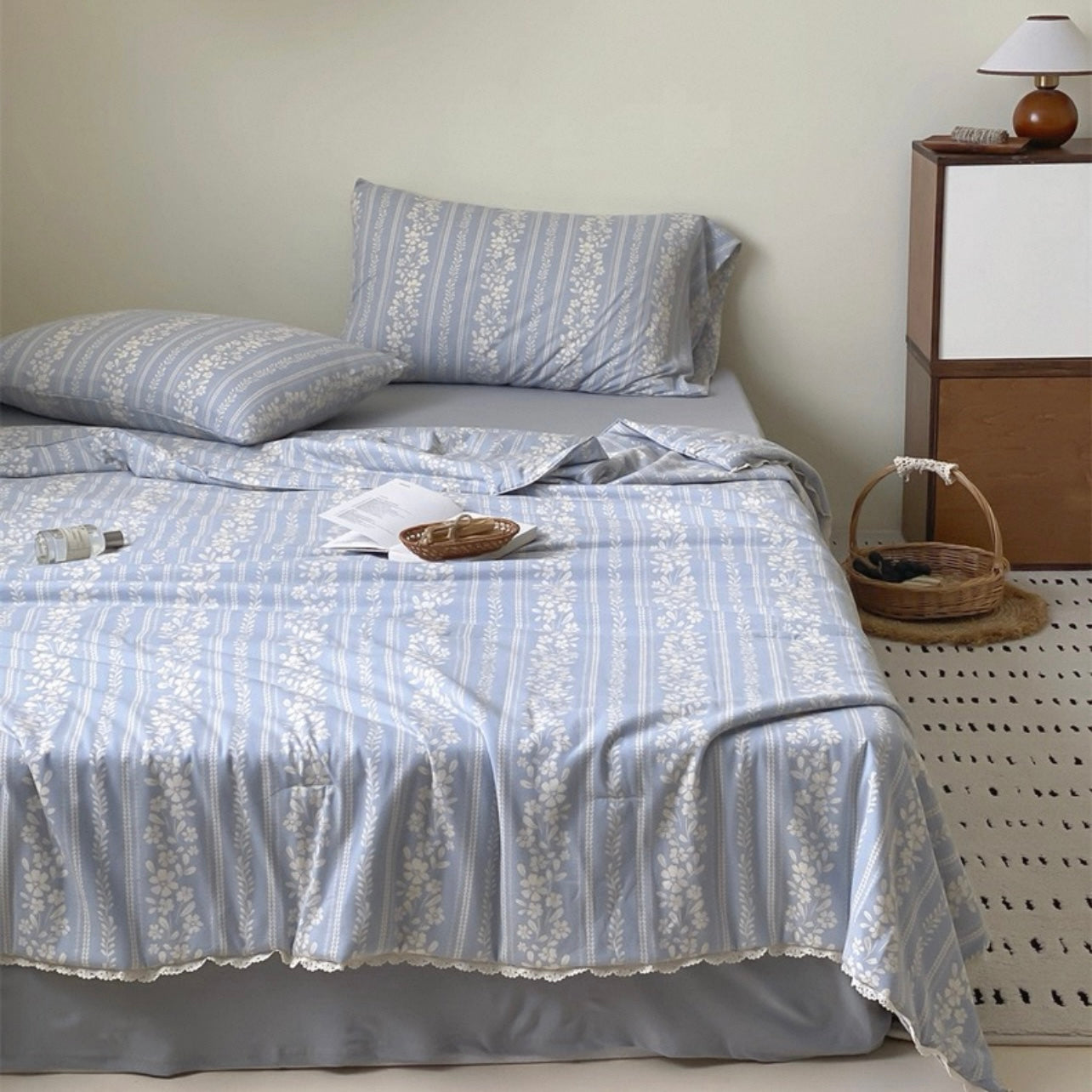 Forget-Me-Not Summer Quilted Blanket