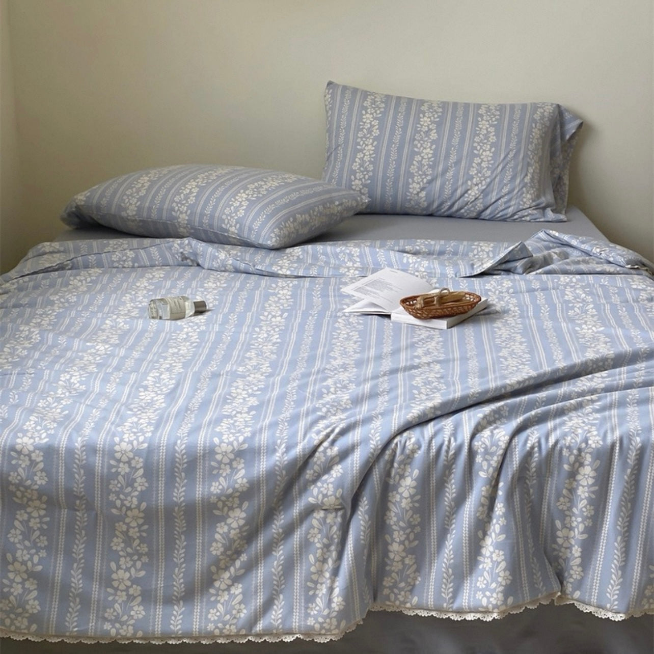 Forget-Me-Not Summer Quilted Blanket
