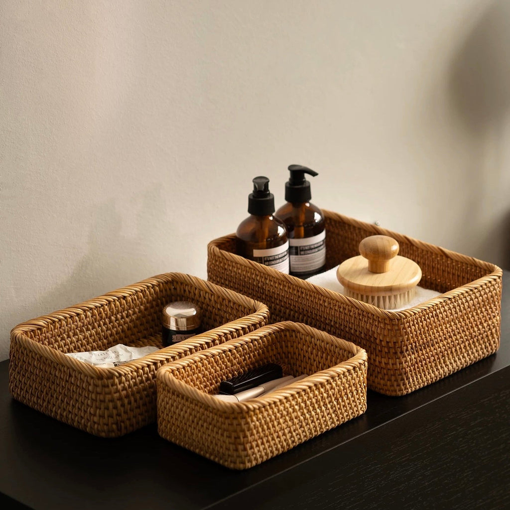 Shoreline Rattan Makeup Organiser Set