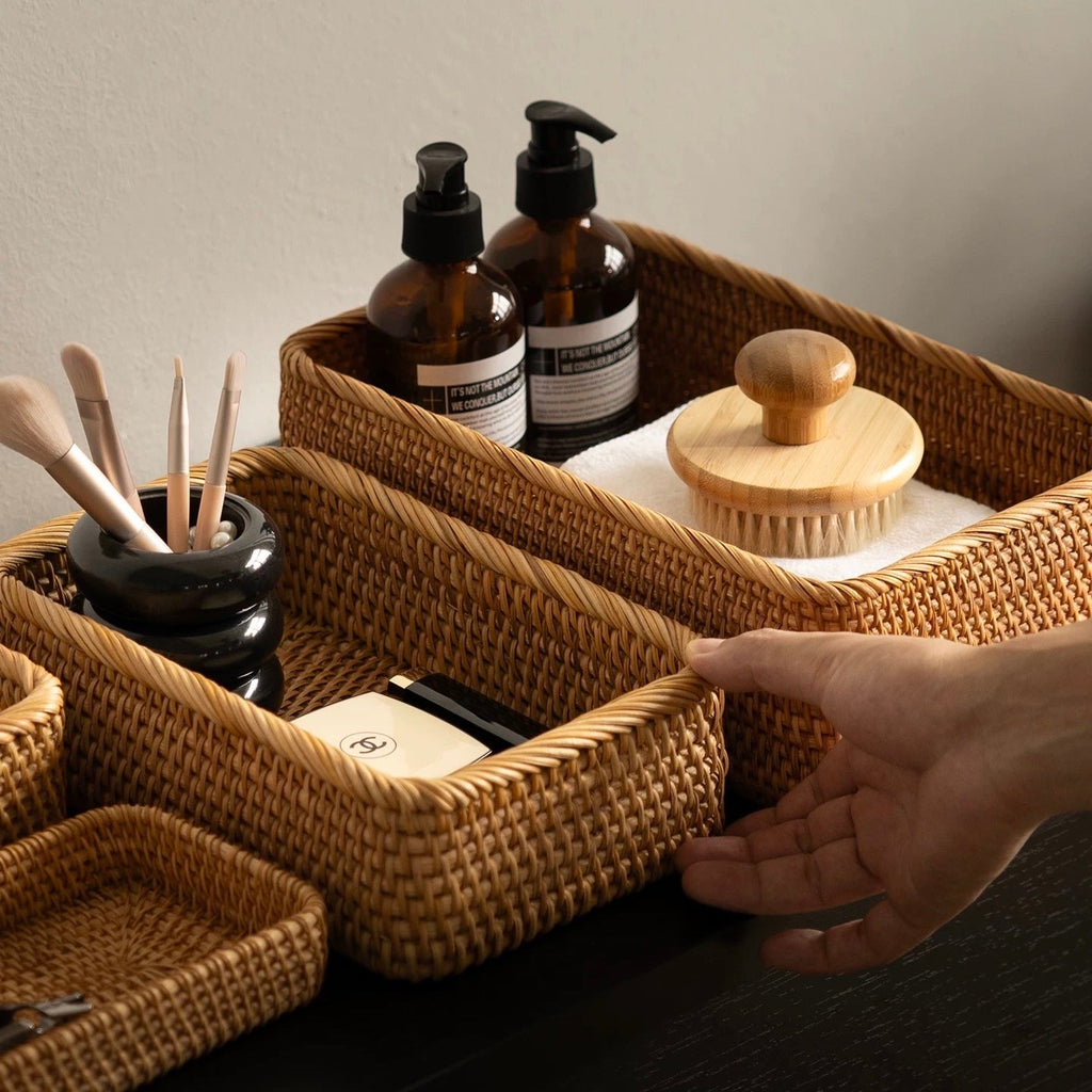 Shoreline Rattan Makeup Organiser Set