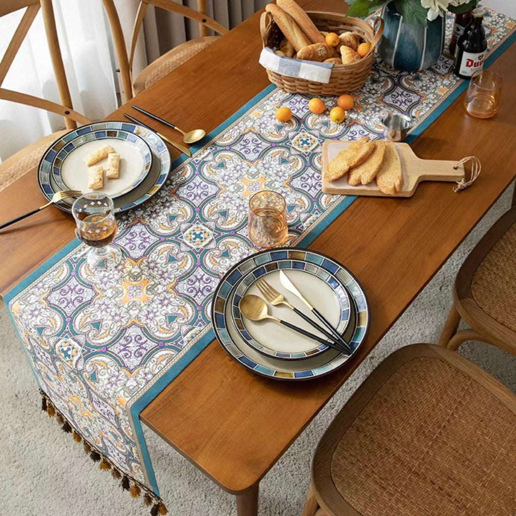 French Ornate Tile Table Runner