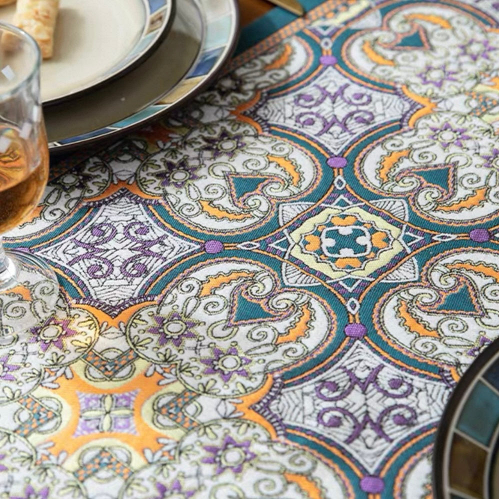 French Ornate Tile Table Runner