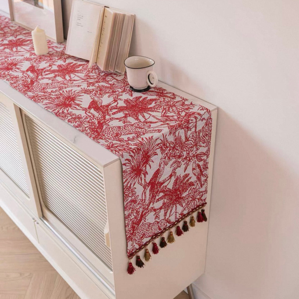 Red Palm Table Runner