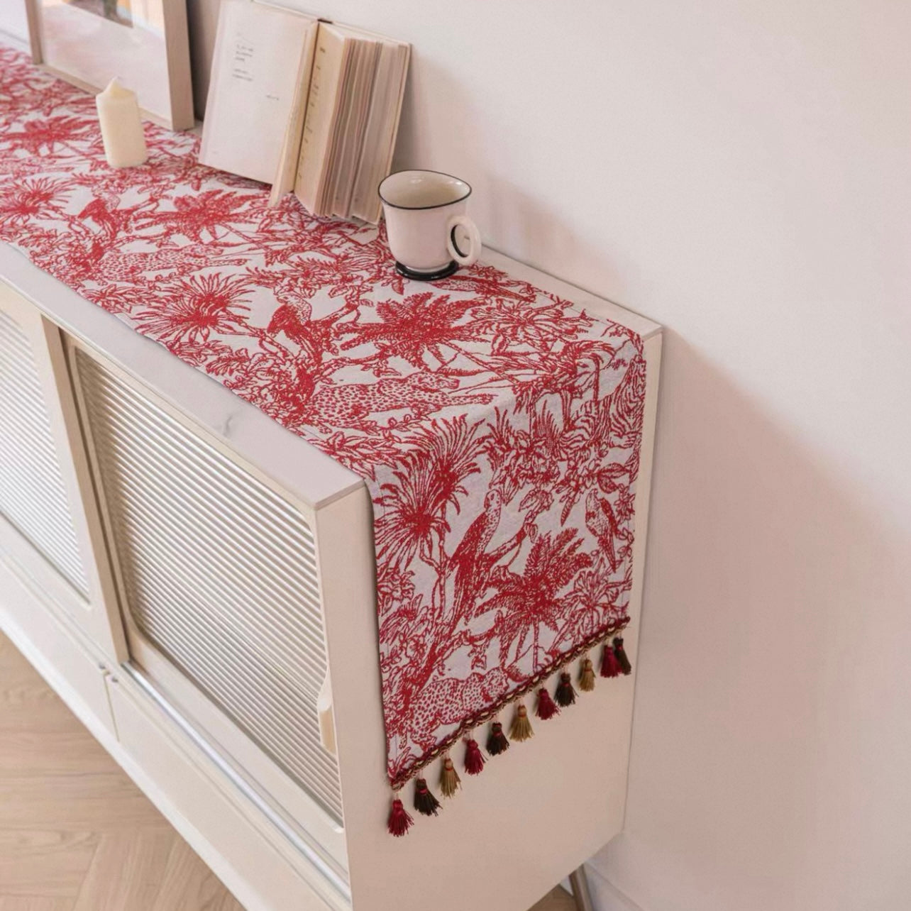 Red Palm Table Runner