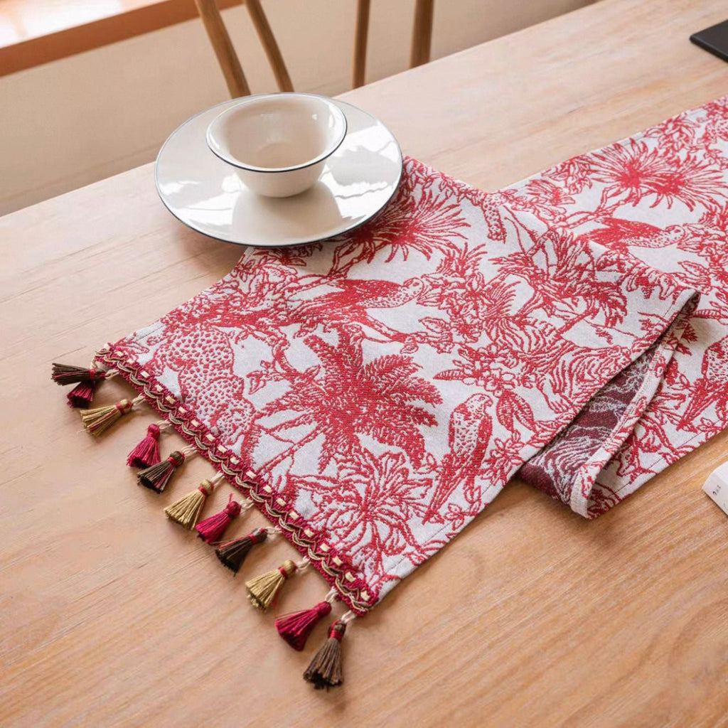 Red Palm Table Runner