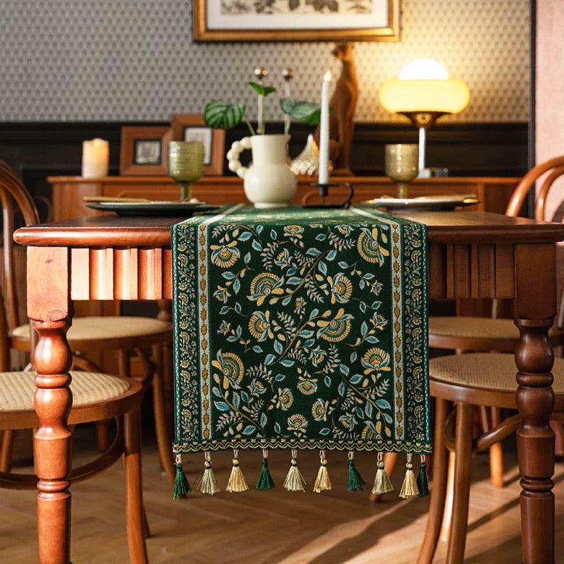 Vintage Bloom Tassel Table Runner