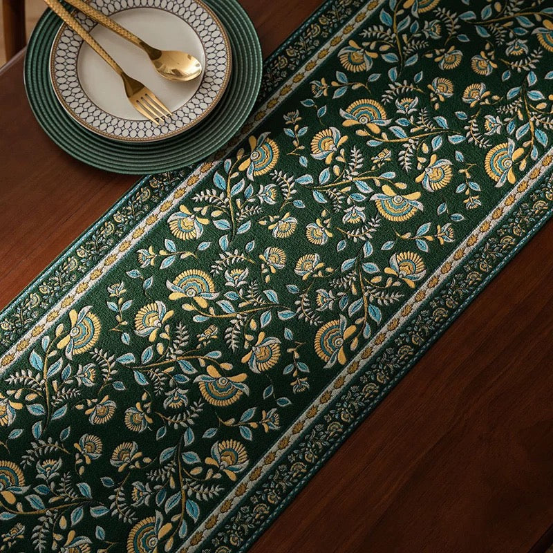 Vintage Bloom Tassel Table Runner