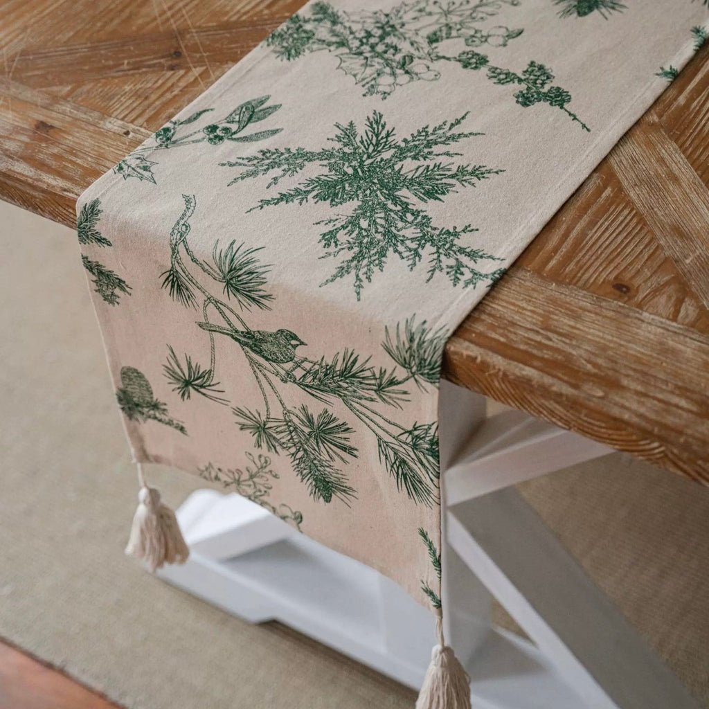 Pine & Bird Tassel Runner