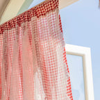 Red Chequered Dual-Layer Curtain