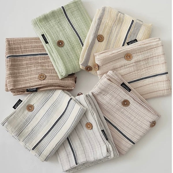 Stripe & Button Pillowcase Set
