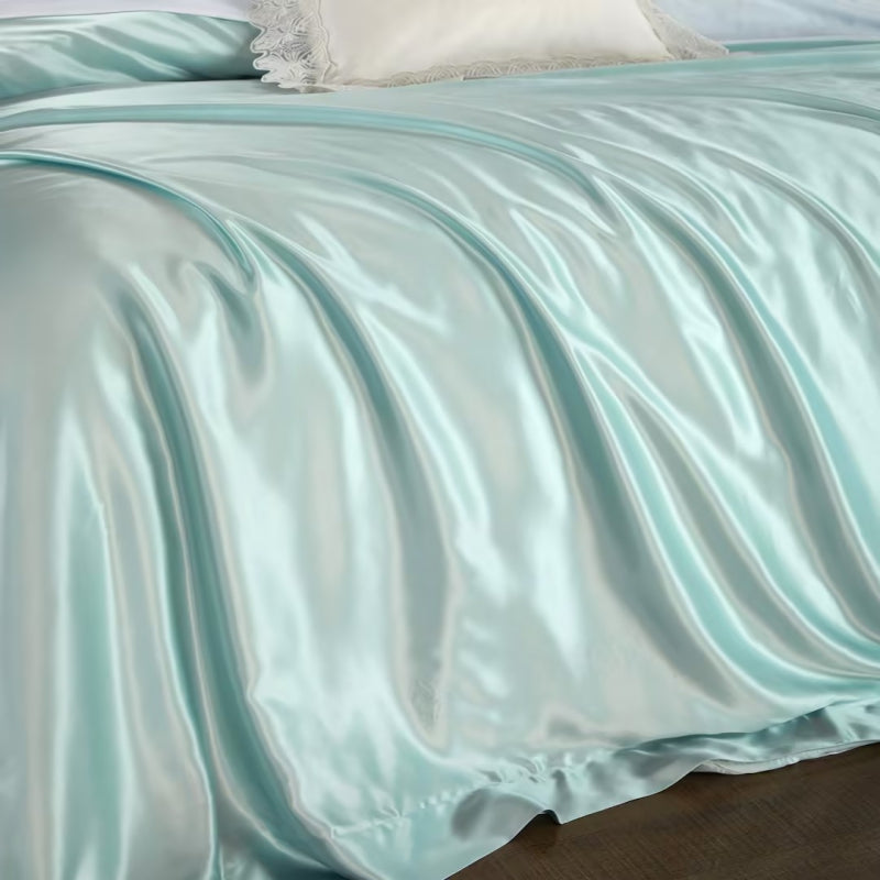 Aristelle Aquamarine Luxury Pure Mulberry Silk Bedding Set