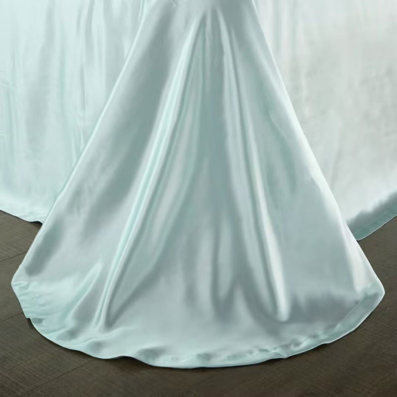 Aristelle Aquamarine Luxury Pure Mulberry Silk Bedding Set