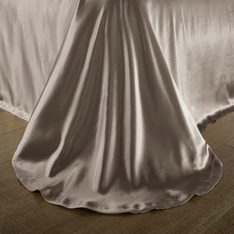 Aristelle Taupe Brown Luxury Pure Mulberry Silk Bedding Set