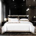 Anahi White Embroidered Motif Border Egyptian Cotton Bedding Set