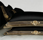 Anahi Black Embroidered Motif Border Egyptian Cotton Bedding Set
