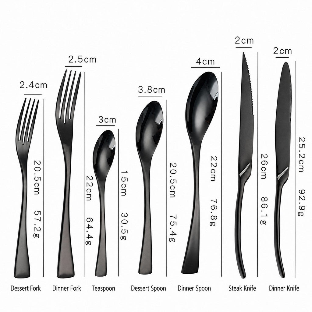 Jet Black Stainless Steel Cutlery Set