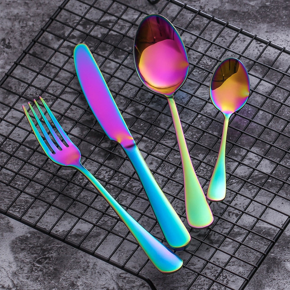 Irised Rainbow Stainless Steel Cutlery Set