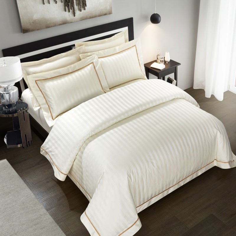 Marnula Beige Soft Silky Egyptian Cotton Bedding Set