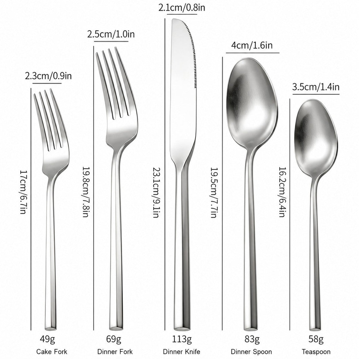 Monarque Matte Silver Hexagonal Stainless Steel Cutlery Set