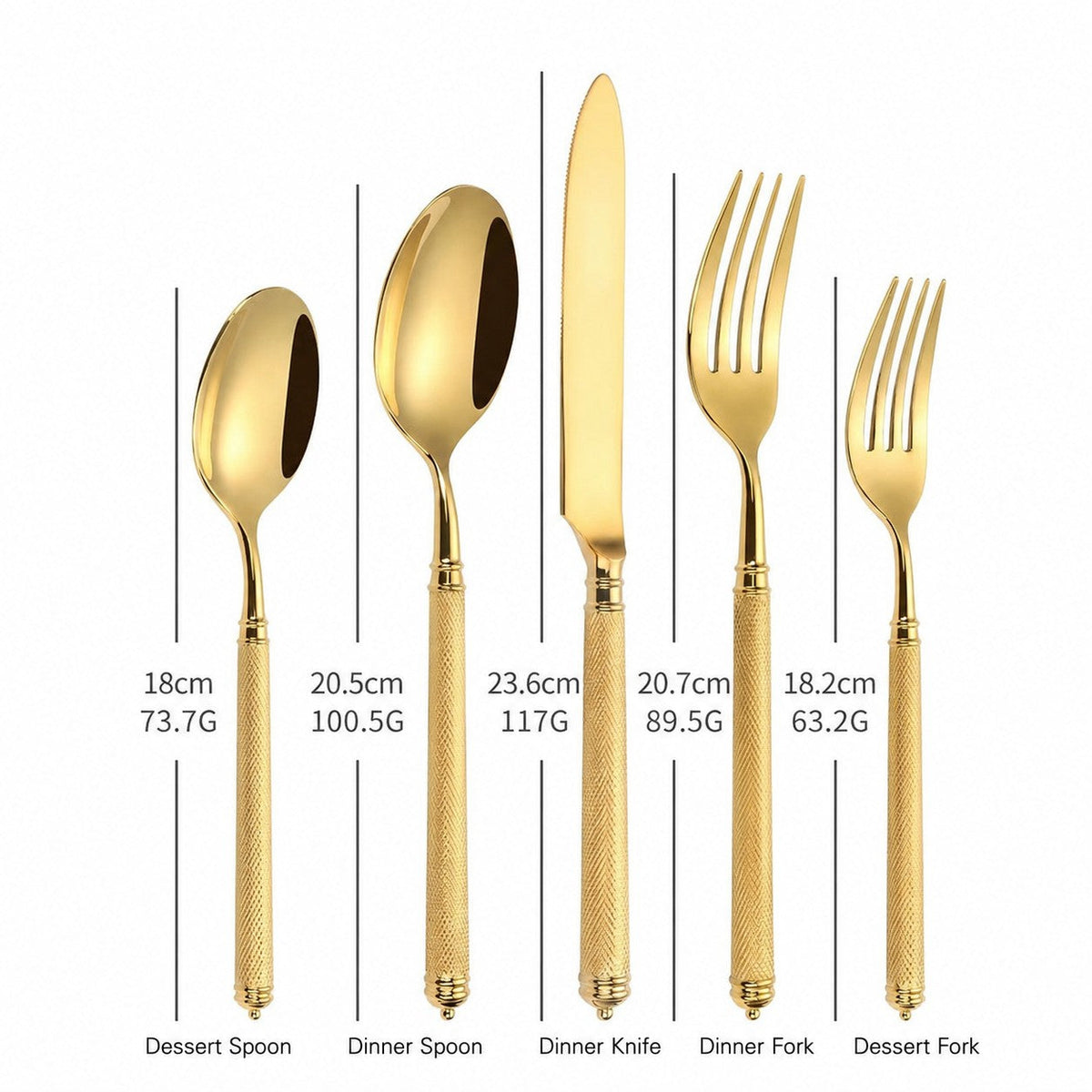 Naila Gold Textured Handle Stainless Steel Cutlery Set