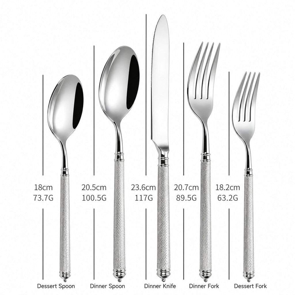 Naila Silver Textured Handle Stainless Steel Cutlery Set