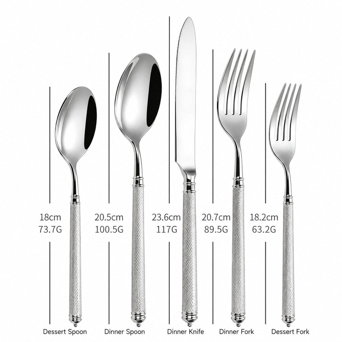 Naila Silver Textured Handle Stainless Steel Cutlery Set
