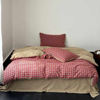 Vintage Red Checkered Bedding Set