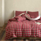 Vintage Red Checkered Bedding Set
