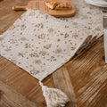 Delicate Floral Sketch Tassel Runner