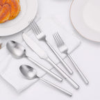 Monarque Matte Silver Hexagonal Stainless Steel Cutlery Set