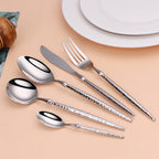 Siv Silver Hammered Luxury Stainless Steel Cutlery Set