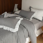 Soft Gray Ruffled Bedding Set