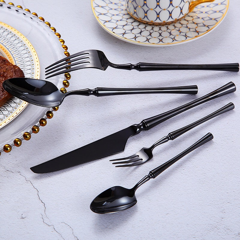 Serena Black Luxury Stainless Steel Cutlery Set