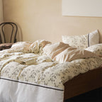 Beige Floral Cotton Bedding