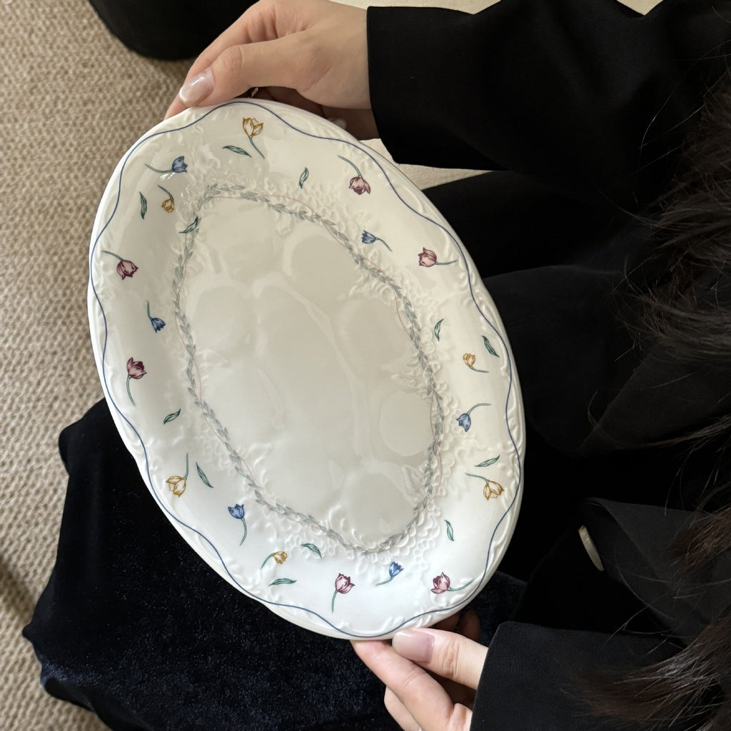 Floral White Plate Set