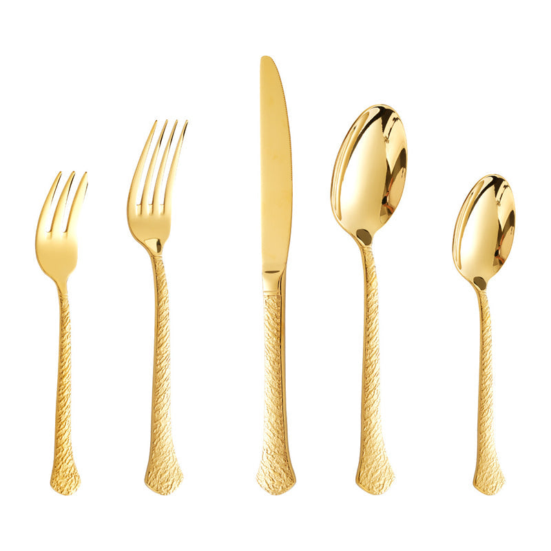 Aurora Gold Hammered Stainless Steel Cutlery Set