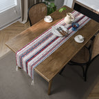 Ethnic Diamond Stripe Tassel Runner