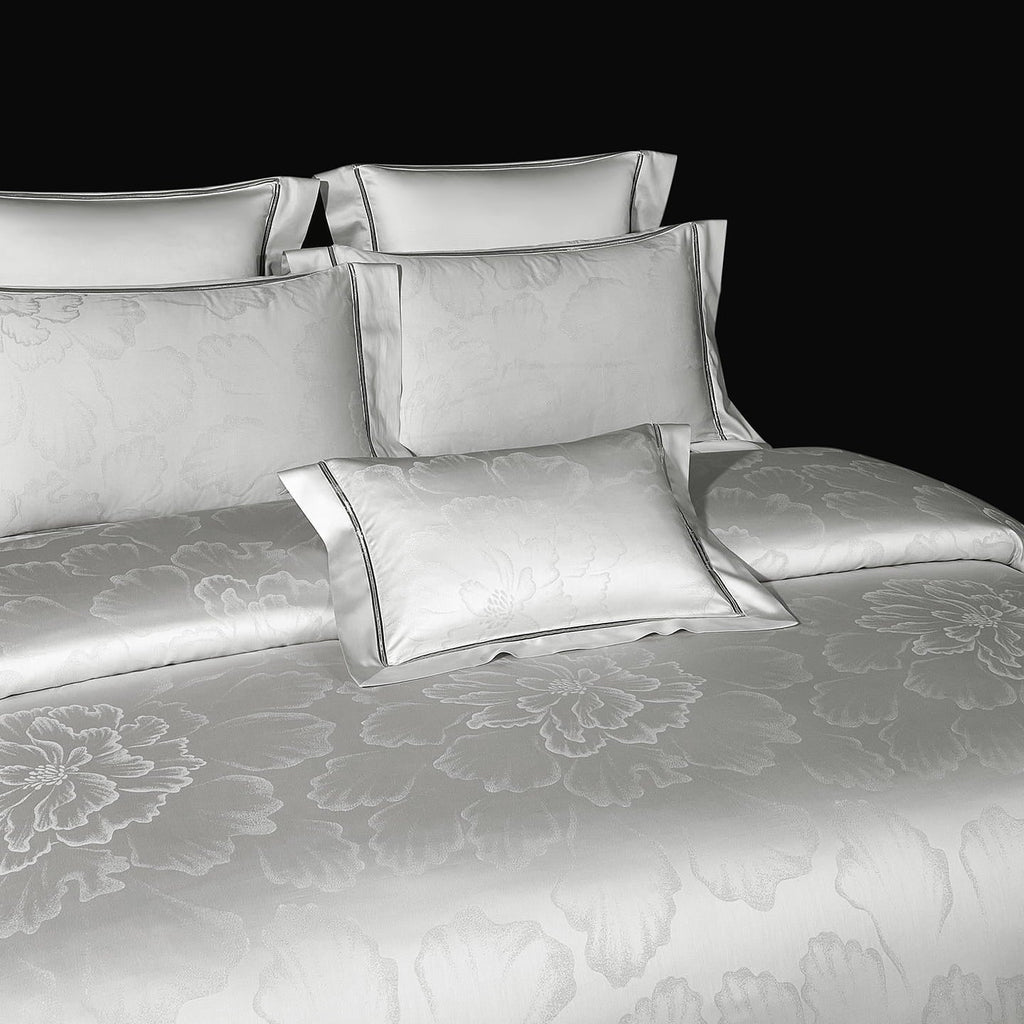 Valmont Pearl Silver Floral Jacquard Tencel Bedding Set