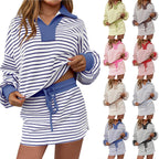 2 Piece Outfits Casual Sweatshirt Skirt Set Long Sleeve Skort