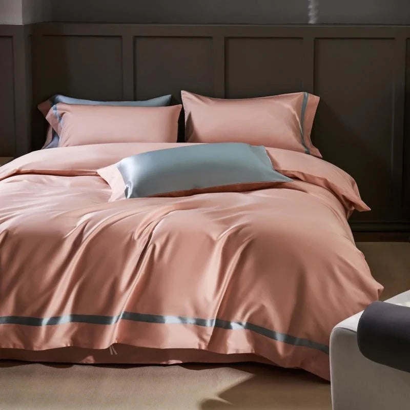 Manya Mocha Rose Reversible Egyptian Cotton Silk Bedding Set