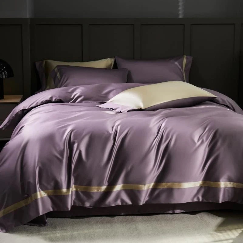Manya Dusty Lavender Reversible Egyptian Cotton Silk Bedding Set