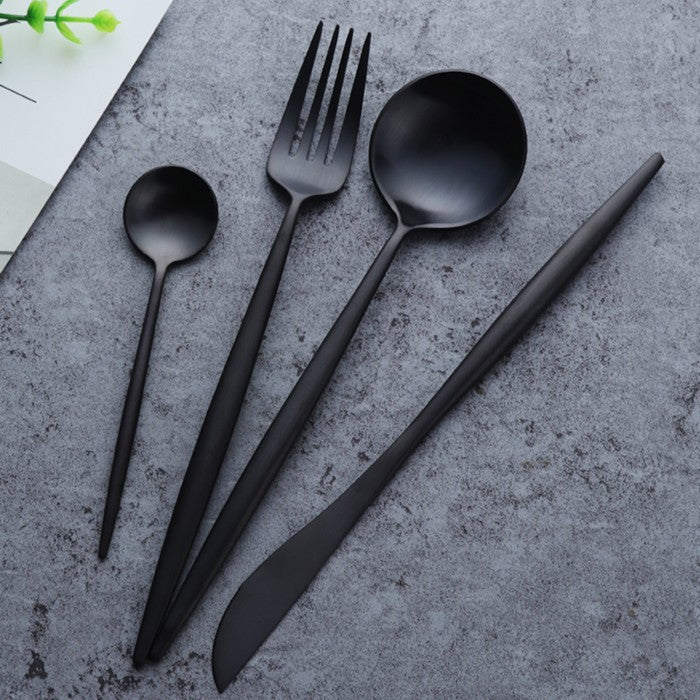Arya Black Stainless Steel Cutlery Set