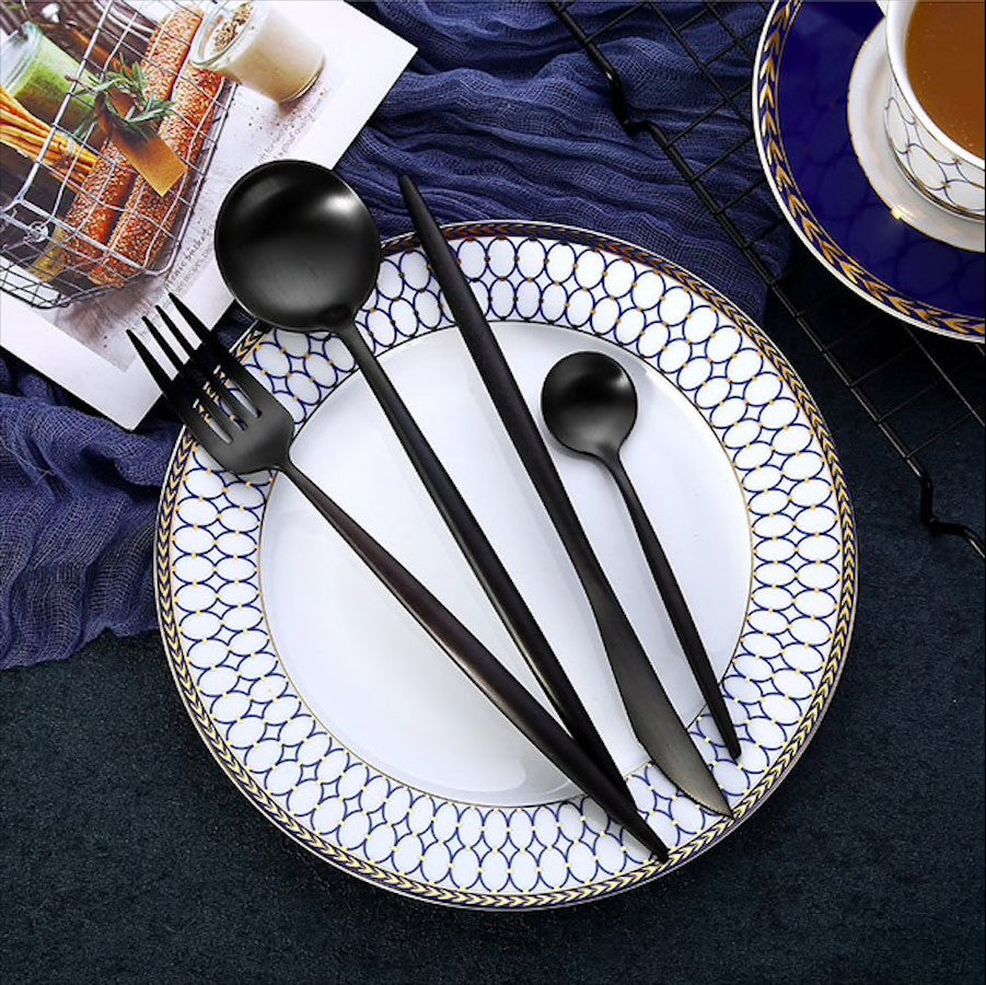 Arya Black Stainless Steel Cutlery Set