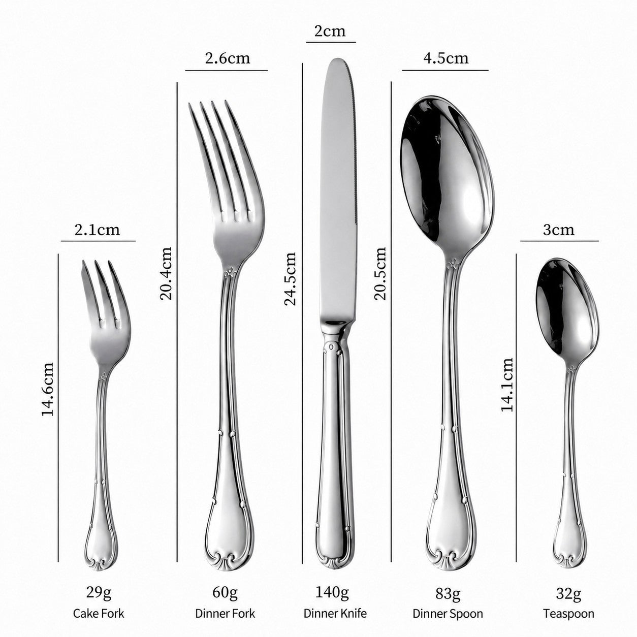 Selena Silver Luxury Stainless Steel Cutlery Set