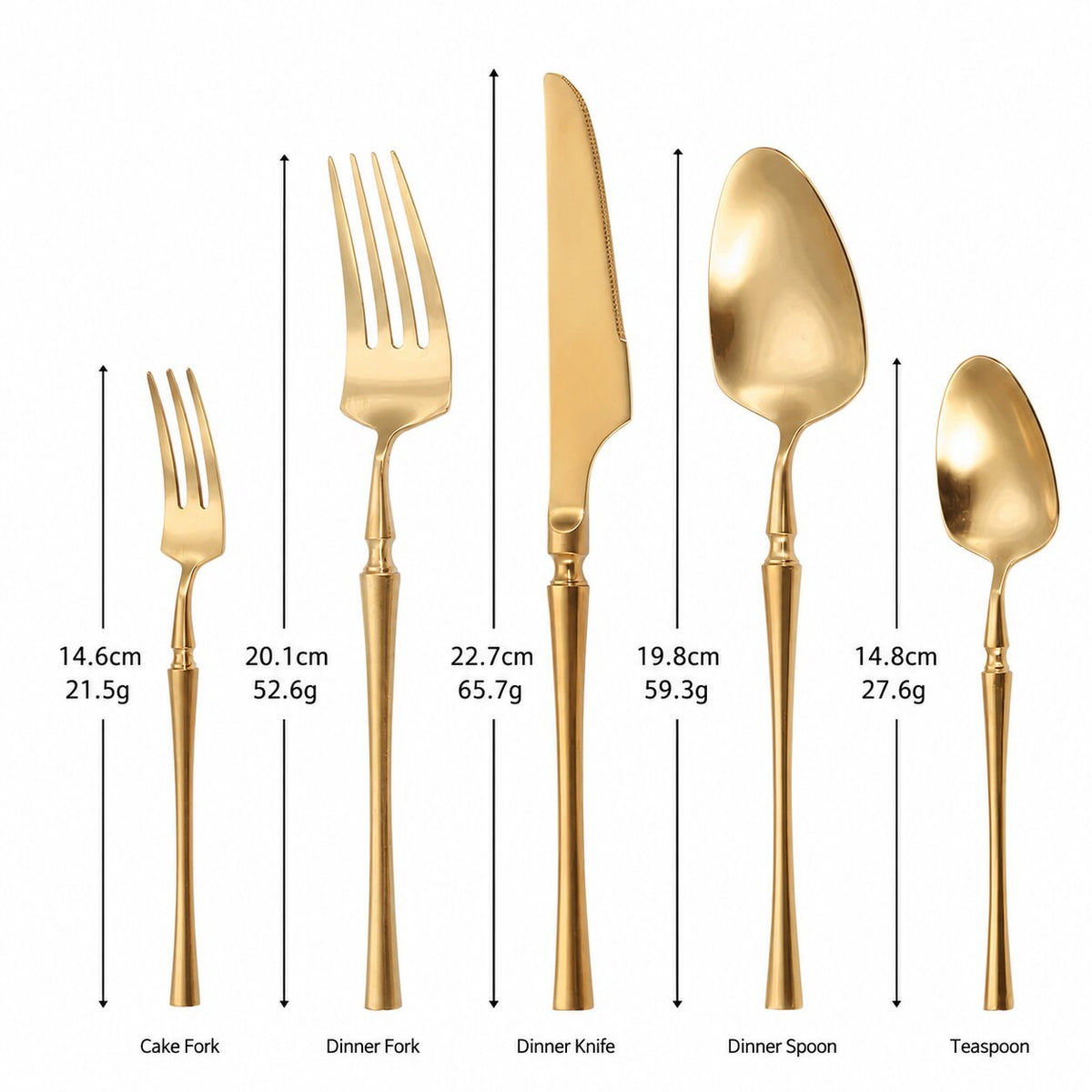 Serena Matte Gold Luxury Stainless Steel Cutlery Set