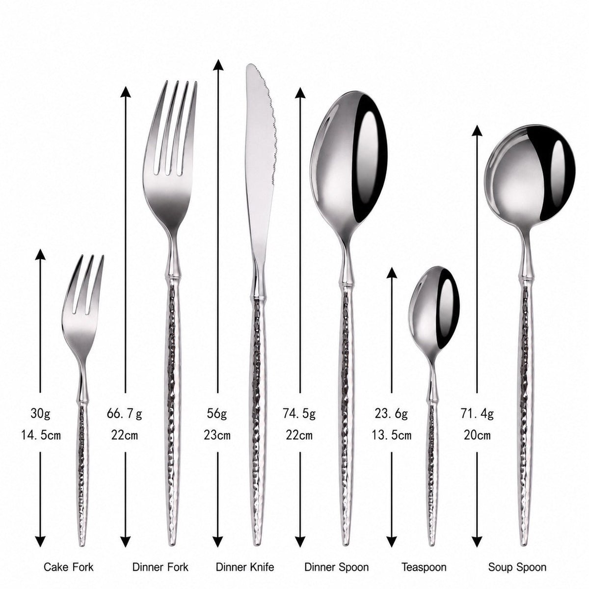 Siv Silver Hammered Luxury Stainless Steel Cutlery Set