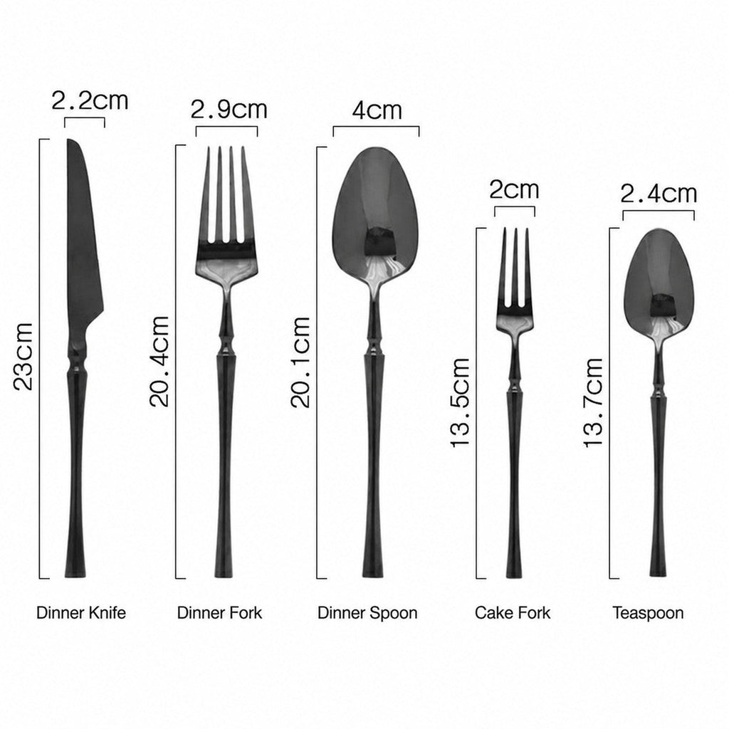 Serena Black Luxury Stainless Steel Cutlery Set